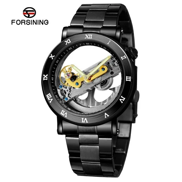 FORSINING Skeleton Automatic Sport Watch