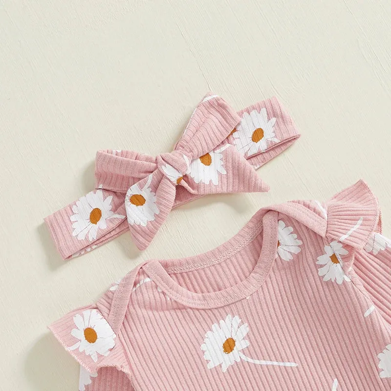 Ribbed Daisy Print 3 Piece Set