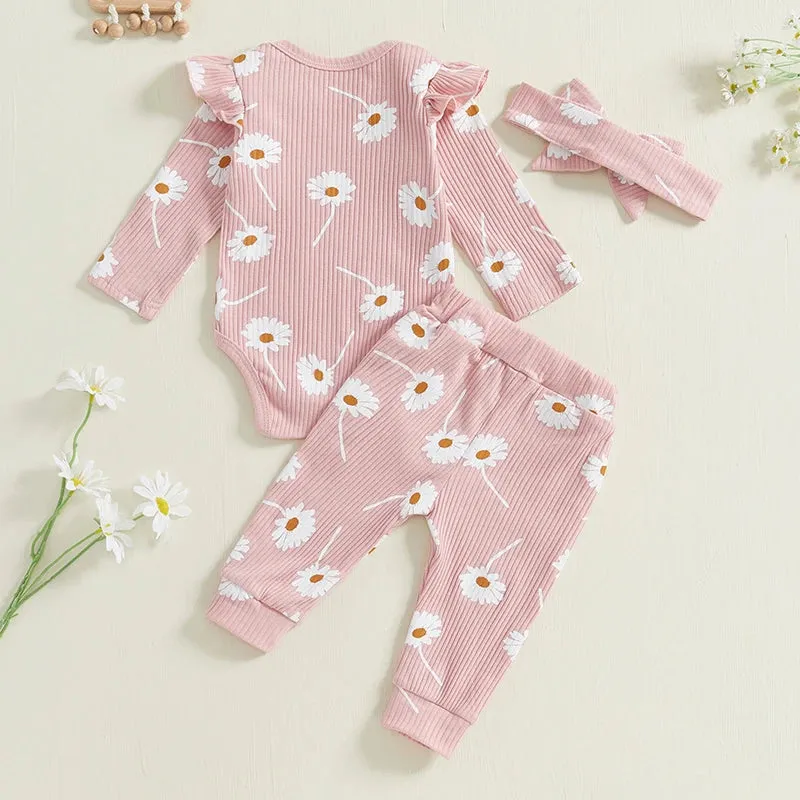 Ribbed Daisy Print 3 Piece Set