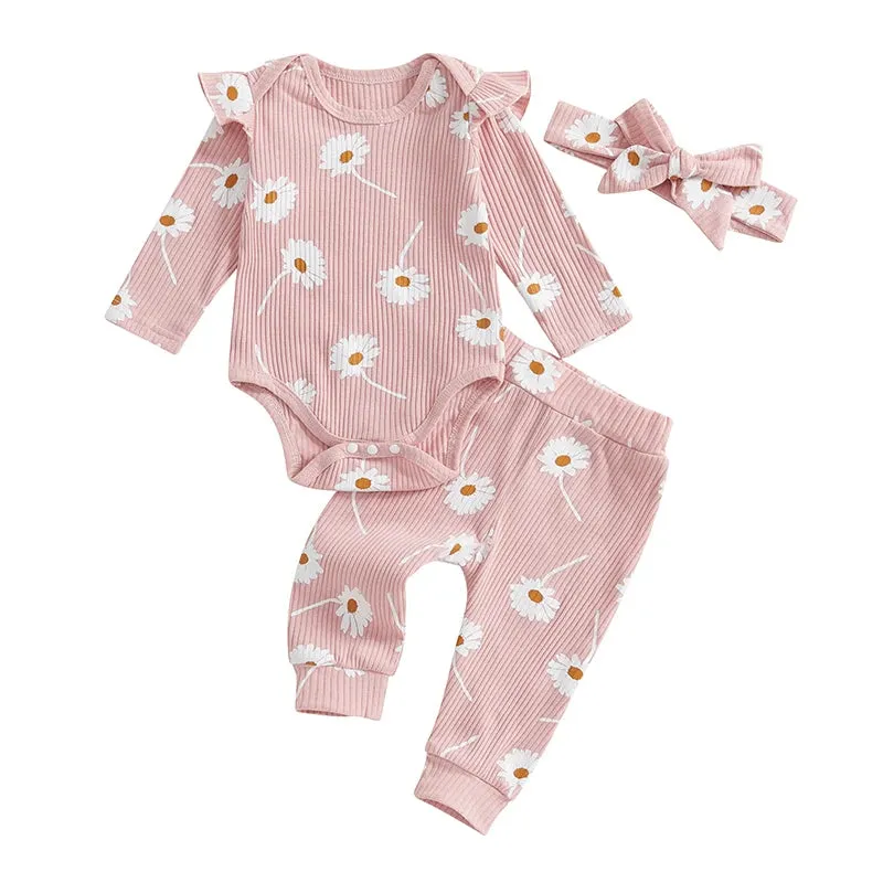 Ribbed Daisy Print 3 Piece Set