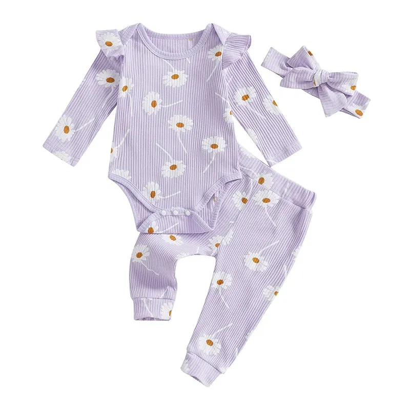 Ribbed Daisy Print 3 Piece Set