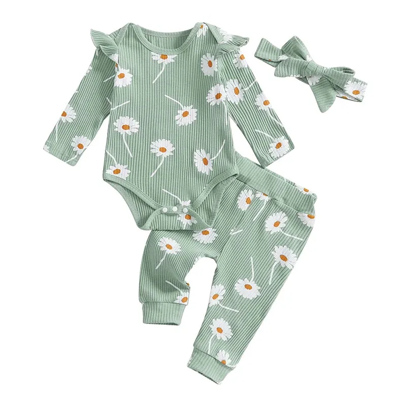 Ribbed Daisy Print 3 Piece Set