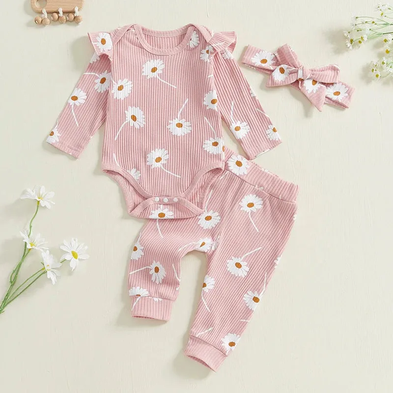 Ribbed Daisy Print 3 Piece Set